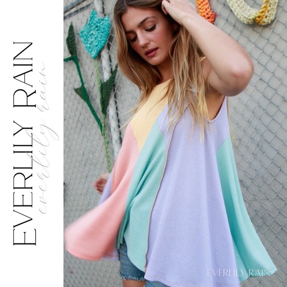 Waffle Knit Color Block Tank - Picture 3 of 14